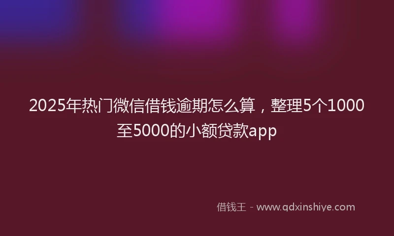 2025年热门微信借钱逾期怎么算，整理5个1000至5000的小额贷款app