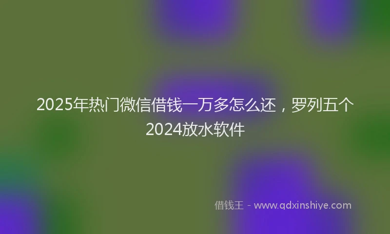 2025年热门微信借钱一万多怎么还，罗列五个2024放水软件