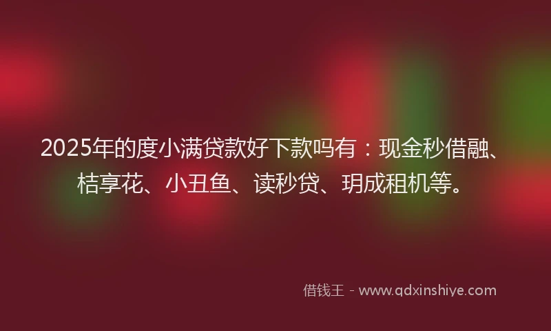 2025年的度小满贷款好下款吗有：现金秒借融、桔享花、小丑鱼、读秒贷、玥成租机等。