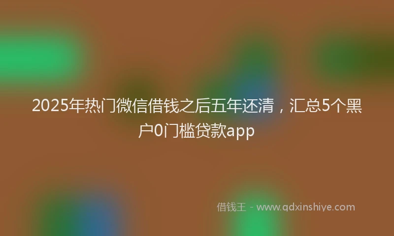 2025年热门微信借钱之后五年还清，汇总5个黑户0门槛贷款app