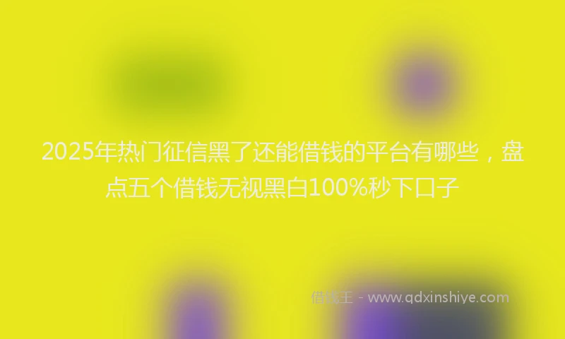 2025年热门征信黑了还能借钱的平台有哪些，盘点五个借钱无视黑白100%秒下口子