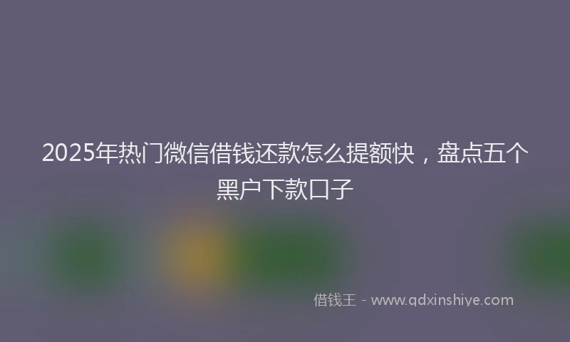2025年热门微信借钱还款怎么提额快，盘点五个黑户下款口子