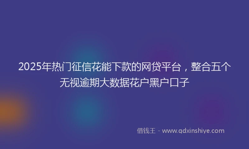 2025年热门征信花能下款的网贷平台，整合五个无视逾期大数据花户黑户口子