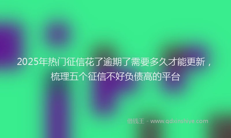 2025年热门征信花了逾期了需要多久才能更新，梳理五个征信不好负债高的平台