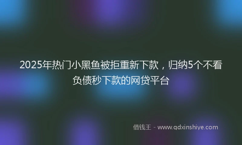 2025年热门小黑鱼被拒重新下款,归纳5个不看负债秒下款的网贷平台