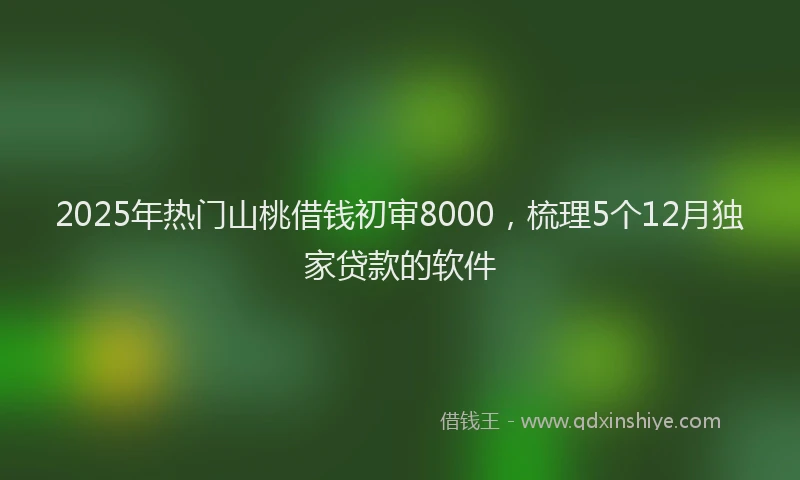 2025年热门山桃借钱初审8000，梳理5个12月独家贷款的软件