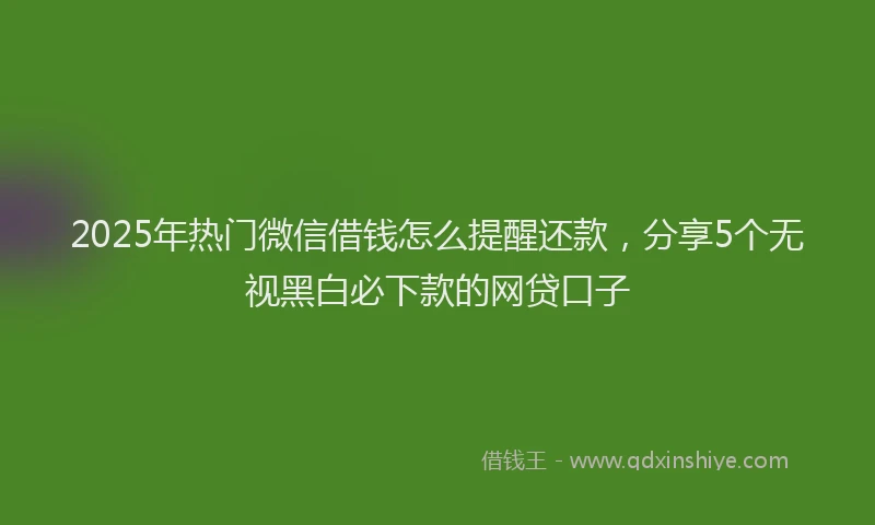 2025年热门微信借钱怎么提醒还款,分享5个无视黑白必下款的网贷口子