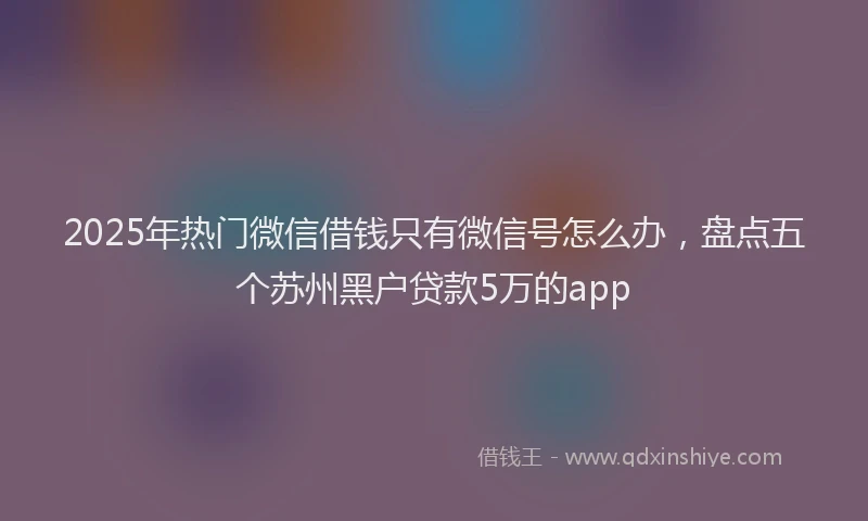 2025年热门微信借钱只有微信号怎么办，盘点五个苏州黑户贷款5万的app
