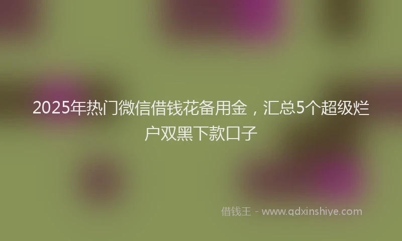 2025年热门微信借钱花备用金，汇总5个超级烂户双黑下款口子