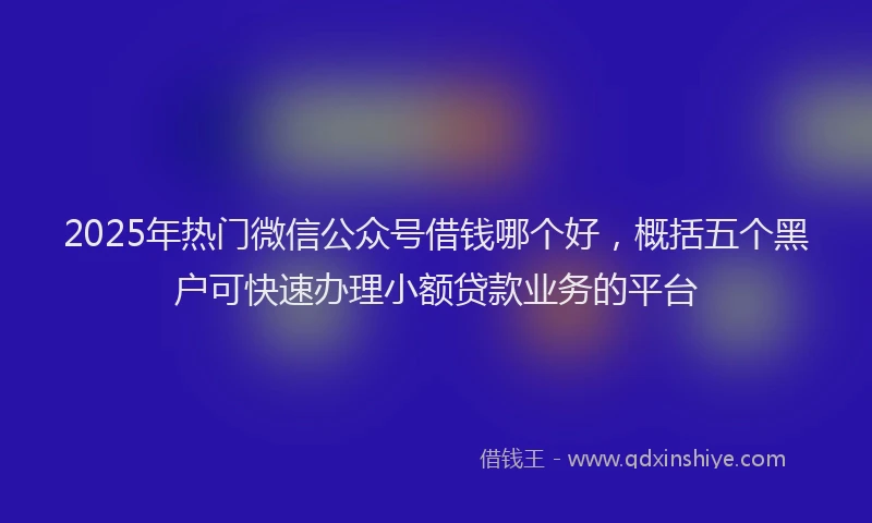 2025年热门微信公众号借钱哪个好，概括五个黑户可快速办理小额贷款业务的平台