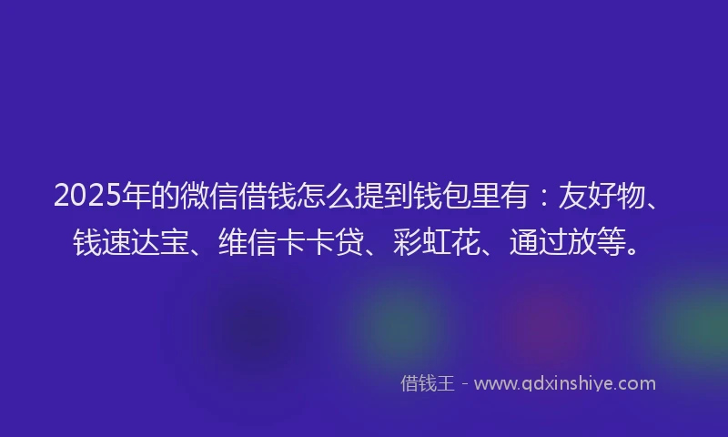 2025年的微信借钱怎么提到钱包里有:友好物、钱速达宝、维信卡卡贷、彩虹花、通过放等。
