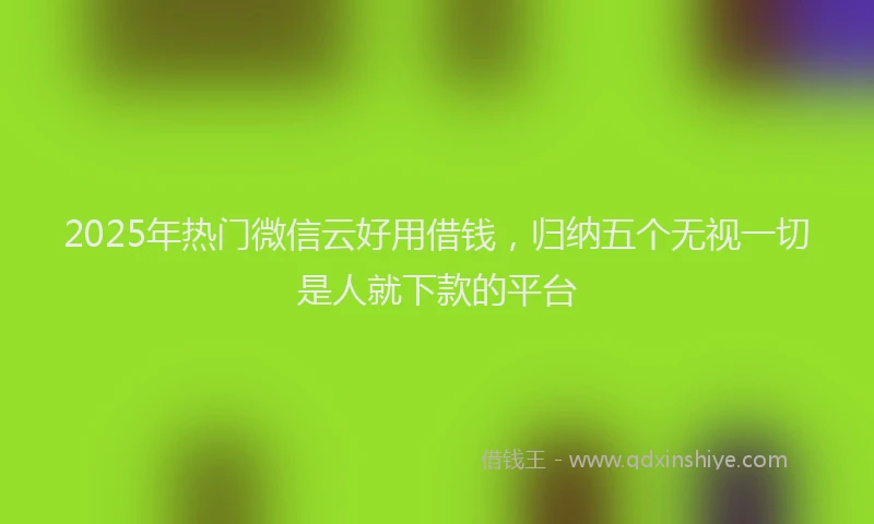 2025年热门微信云好用借钱,归纳五个无视一切是人就下款的平台