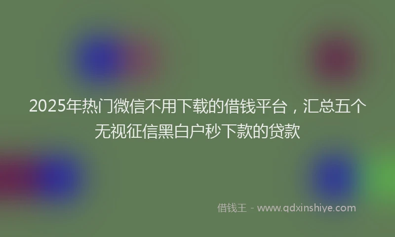 2025年热门微信不用下载的借钱平台，汇总五个无视征信黑白户秒下款的贷款