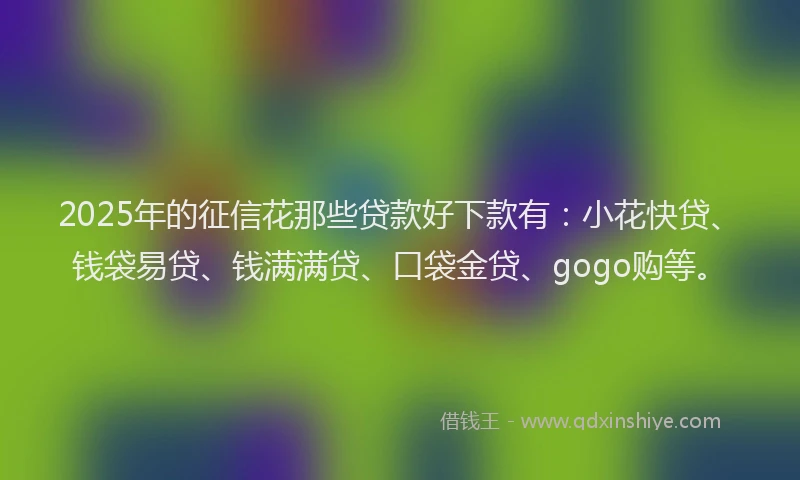 2025年的征信花那些贷款好下款有：小花快贷、钱袋易贷、钱满满贷、口袋金贷、gogo购等。