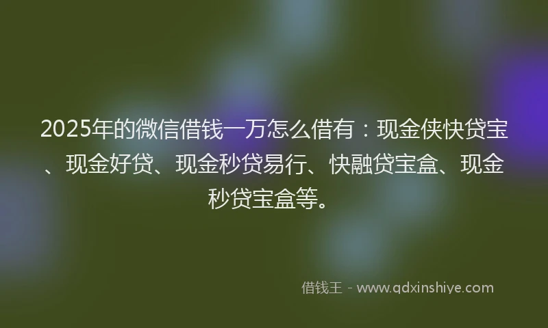 2025年的微信借钱一万怎么借有：现金侠快贷宝、现金好贷、现金秒贷易行、快融贷宝盒、现金秒贷宝盒等。