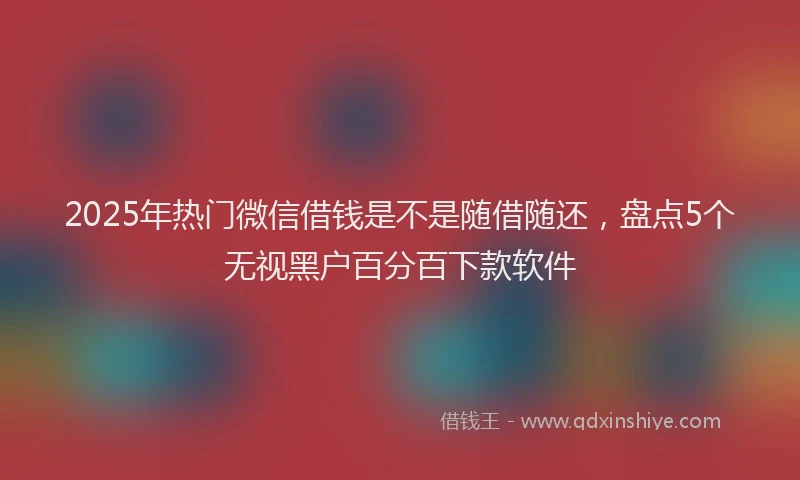2025年热门微信借钱是不是随借随还，盘点5个无视黑户百分百下款软件