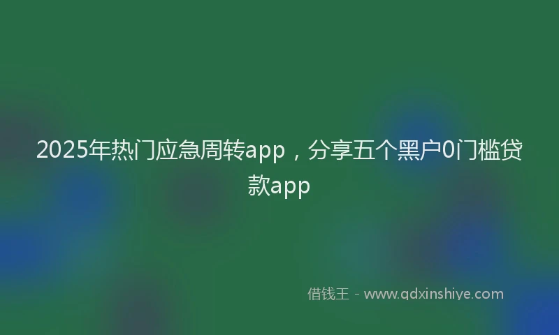 2025年热门应急周转app，分享五个黑户0门槛贷款app