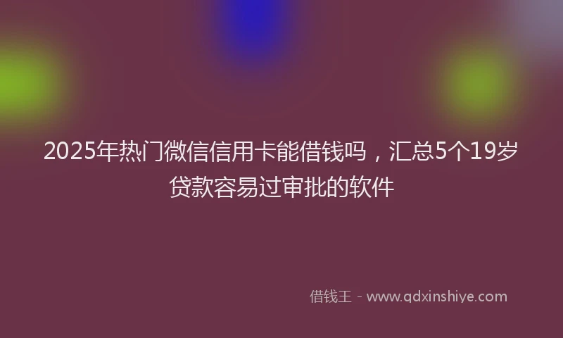 2025年热门微信信用卡能借钱吗，汇总5个19岁贷款容易过审批的软件