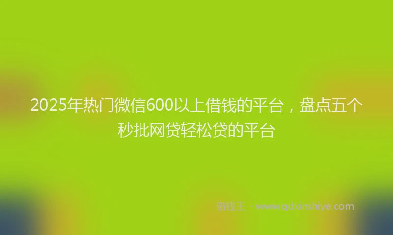 2025年热门微信600以上借钱的平台，盘点五个秒批网贷轻松贷的平台