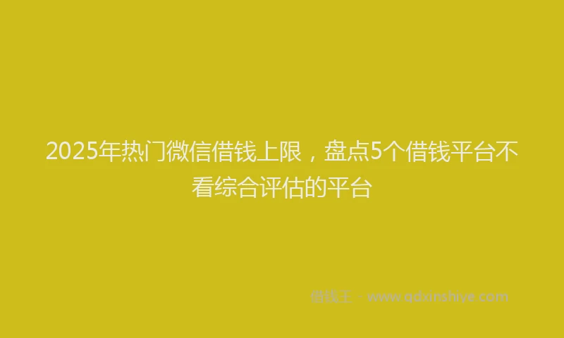 2025年热门微信借钱上限，盘点5个借钱平台不看综合评估的平台