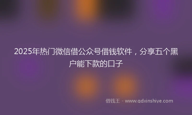 2025年热门微信借公众号借钱软件，分享五个黑户能下款的口子