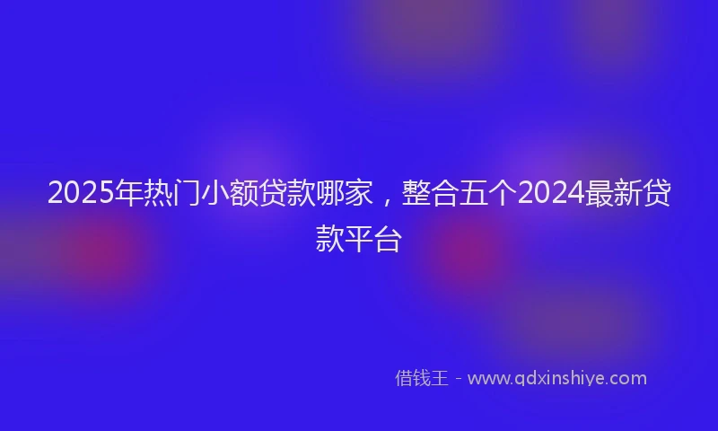 2025年热门小额贷款哪家，整合五个2024最新贷款平台