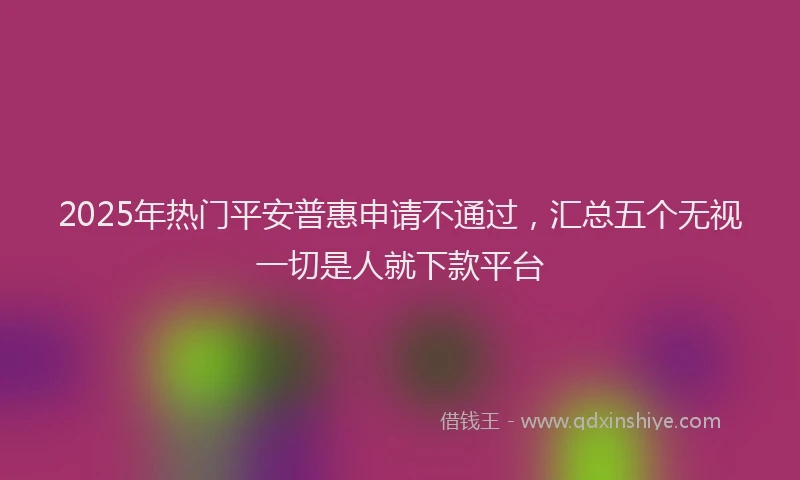 2025年热门平安普惠申请不通过，汇总五个无视一切是人就下款平台