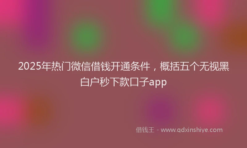 2025年热门微信借钱开通条件，概括五个无视黑白户秒下款口子app
