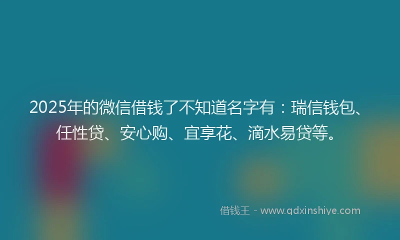 2025年的微信借钱了不知道名字有：瑞信钱包、任性贷、安心购、宜享花、滴水易贷等。