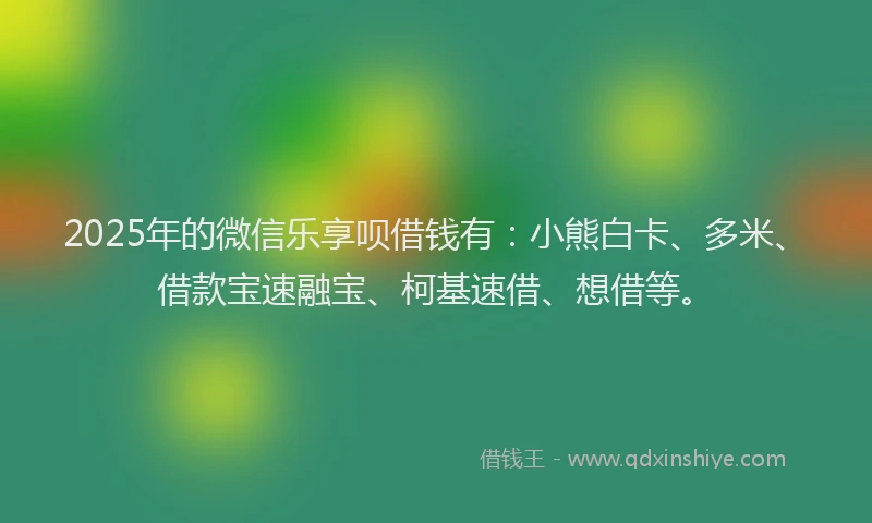 2025年的微信乐享呗借钱有:小熊白卡、多米、借款宝速融宝、柯基速借、想借等。