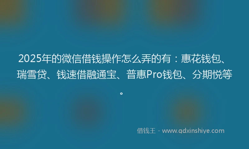 2025年的微信借钱操作怎么弄的有：惠花钱包、瑞雪贷、钱速借融通宝、普惠Pro钱包、分期悦等。
