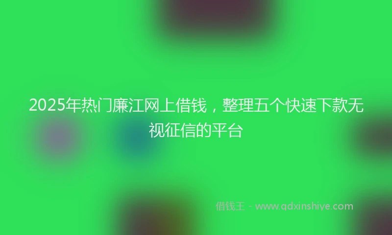 2025年热门廉江网上借钱，整理五个快速下款无视征信的平台