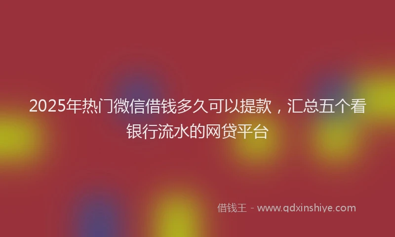 2025年热门微信借钱多久可以提款，汇总五个看银行流水的网贷平台