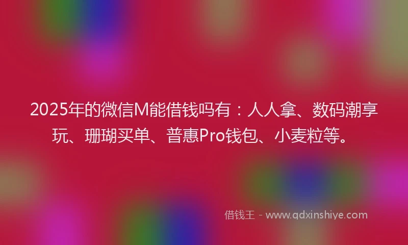 2025年的微信M能借钱吗有：人人拿、数码潮享玩、珊瑚买单、普惠Pro钱包、小麦粒等。