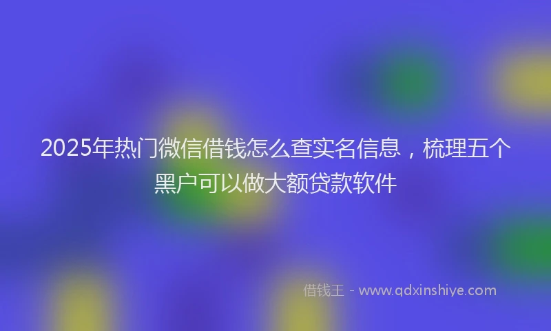 2025年热门微信借钱怎么查实名信息，梳理五个黑户可以做大额贷款软件