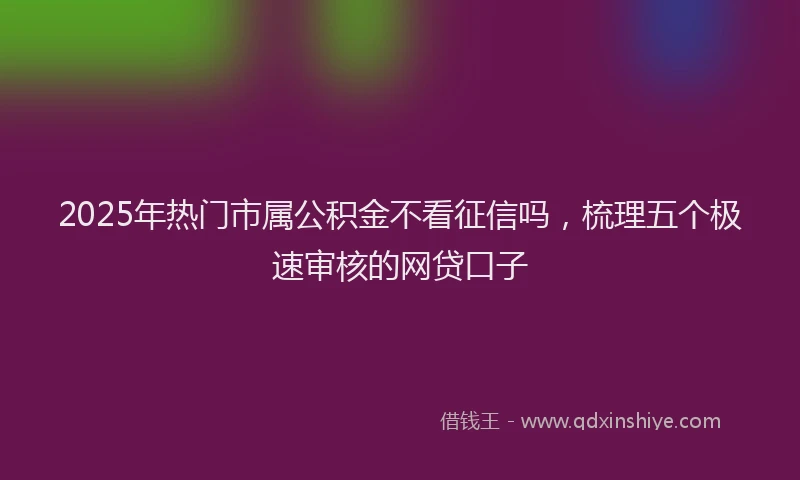 2025年热门市属公积金不看征信吗，梳理五个极速审核的网贷口子