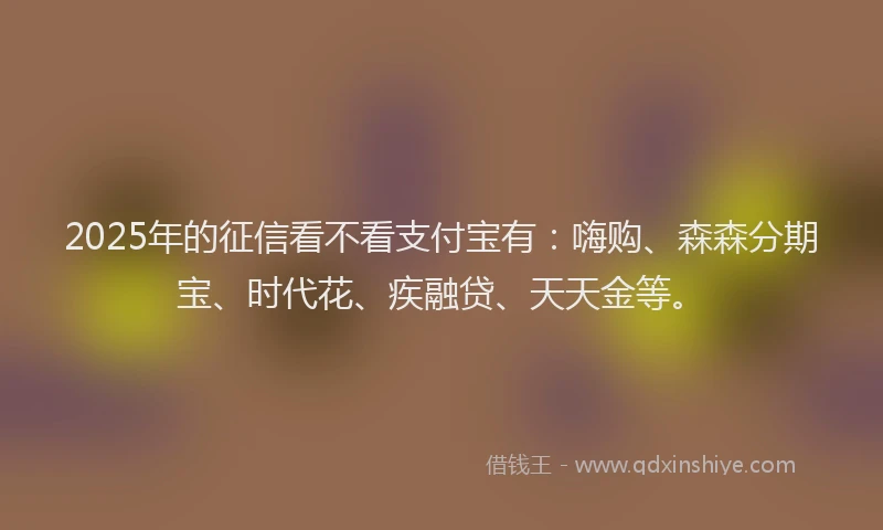 2025年的征信看不看支付宝有：嗨购、森森分期宝、时代花、疾融贷、天天金等。