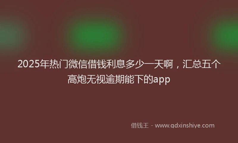 2025年热门微信借钱利息多少一天啊，汇总五个高炮无视逾期能下的app