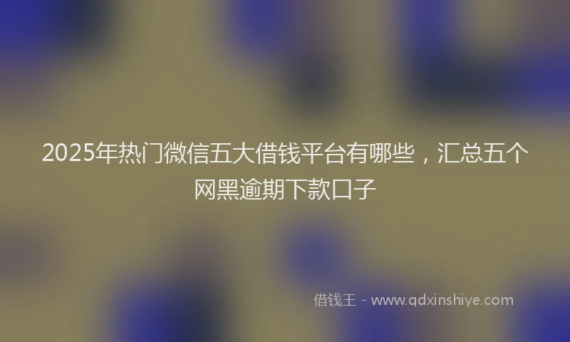 2025年热门微信五大借钱平台有哪些，汇总五个网黑逾期下款口子