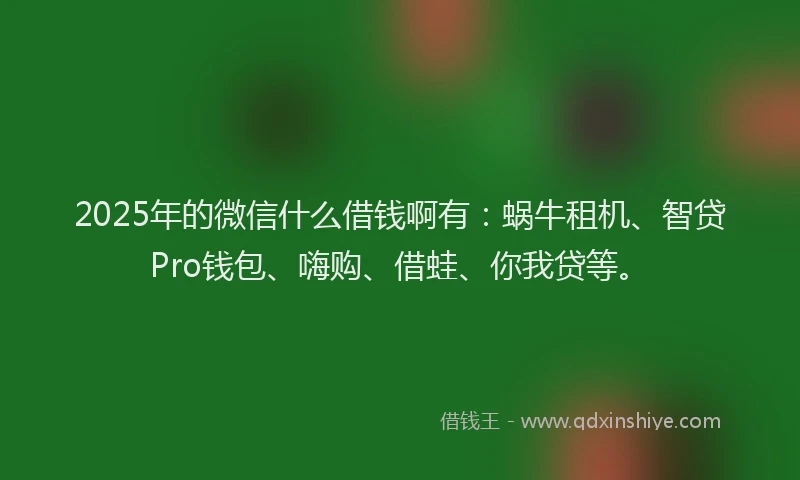 2025年的微信什么借钱啊有：蜗牛租机、智贷Pro钱包、嗨购、借蛙、你我贷等。