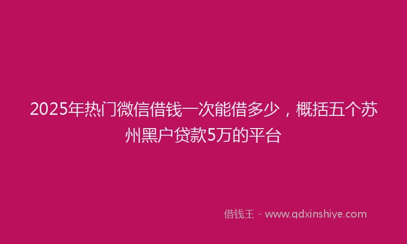 2025年热门微信借钱一次能借多少，概括五个苏州黑户贷款5万的平台