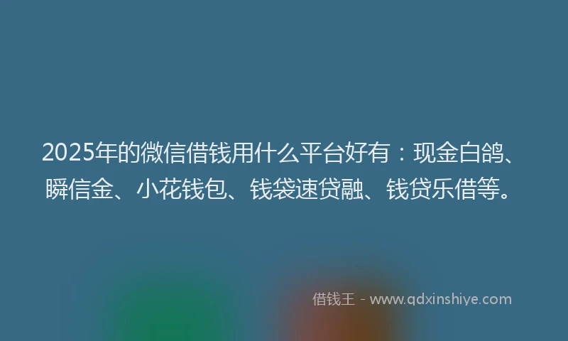 2025年的微信借钱用什么平台好有：现金白鸽、瞬信金、小花钱包、钱袋速贷融、钱贷乐借等。
