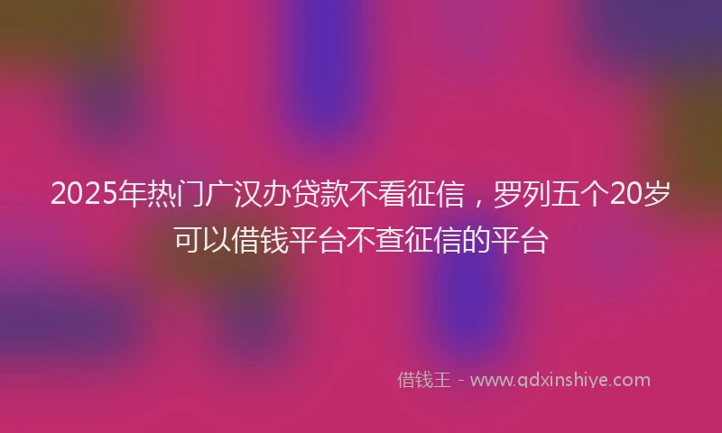 2025年热门广汉办贷款不看征信，罗列五个20岁可以借钱平台不查征信的平台