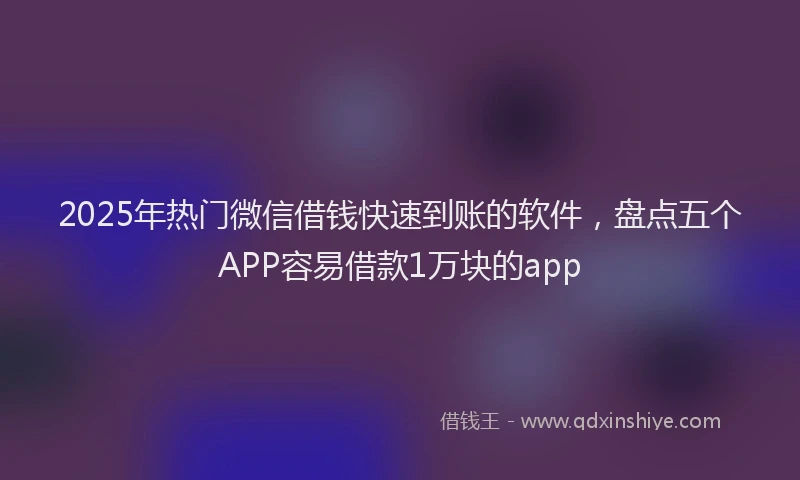 2025年热门微信借钱快速到账的软件，盘点五个APP容易借款1万块的app