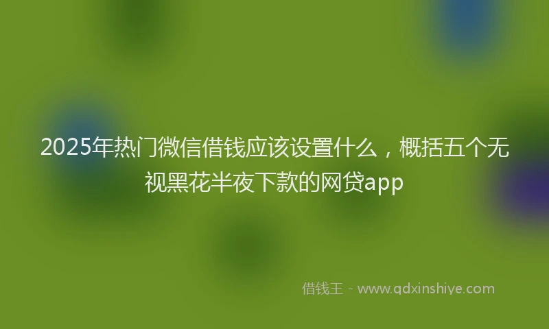 2025年热门微信借钱应该设置什么，概括五个无视黑花半夜下款的网贷app
