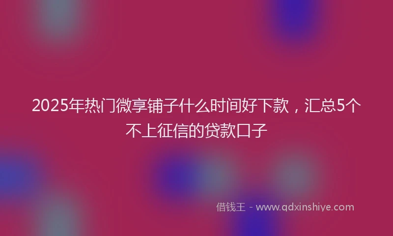 2025年热门微享铺子什么时间好下款，汇总5个不上征信的贷款口子