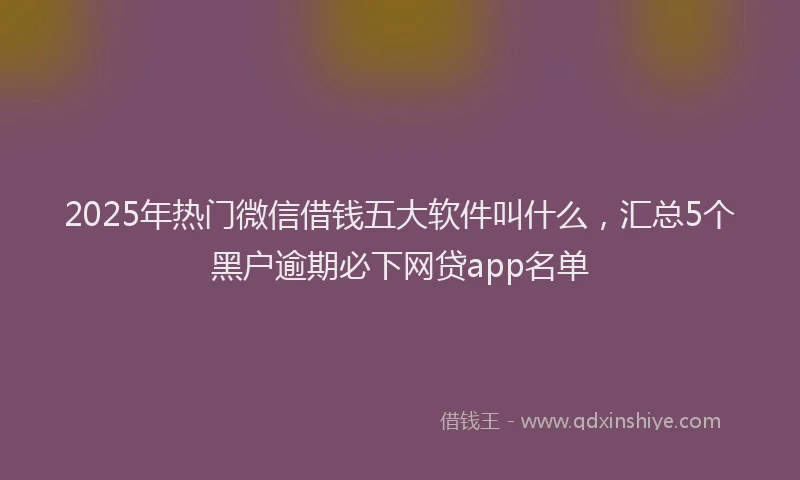 2025年热门微信借钱五大软件叫什么，汇总5个黑户逾期必下网贷app名单