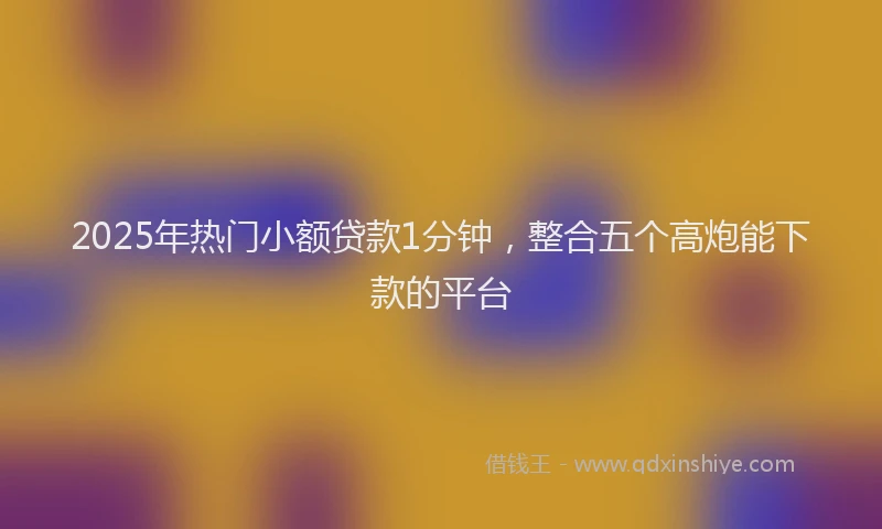 2025年热门小额贷款1分钟，整合五个高炮能下款的平台