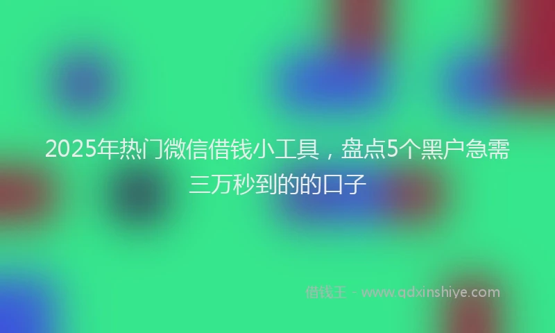 2025年热门微信借钱小工具,盘点5个黑户急需三万秒到的的口子