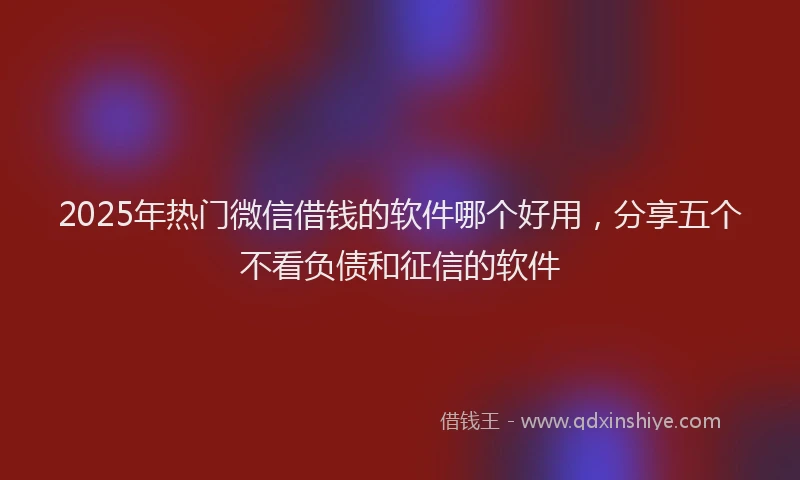 2025年热门微信借钱的软件哪个好用，分享五个不看负债和征信的软件
